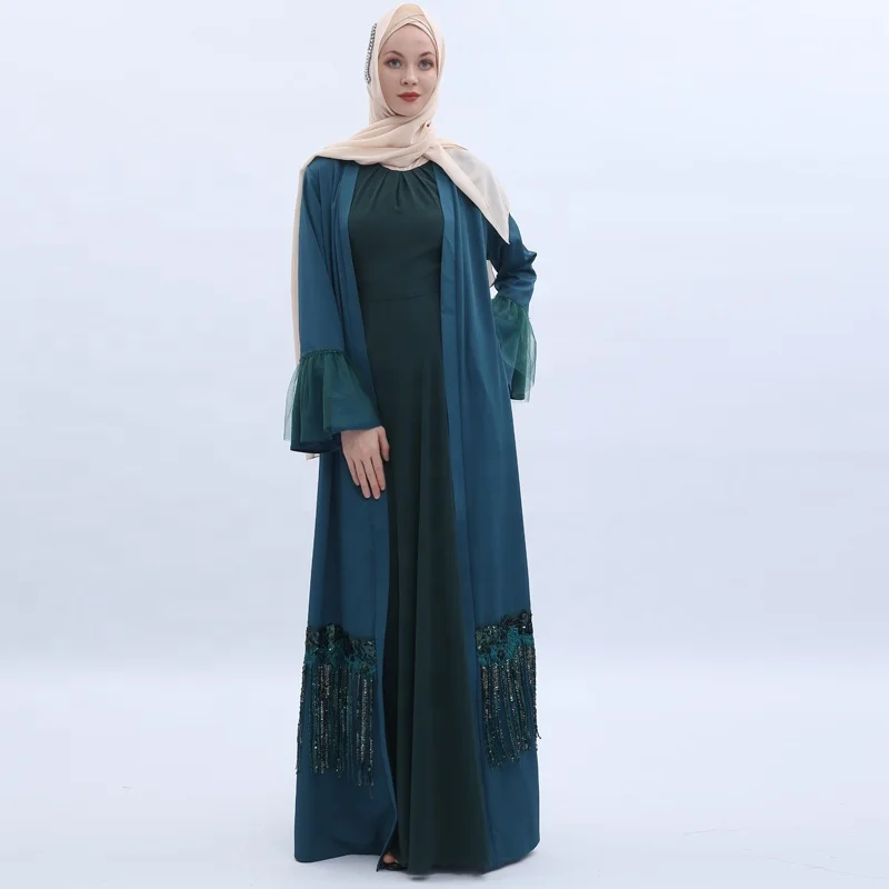 
2019 New Model Dubai Women Abaya Kimono Islamic Clothing open kimono Muslim Dress in Dubai style Abaya 