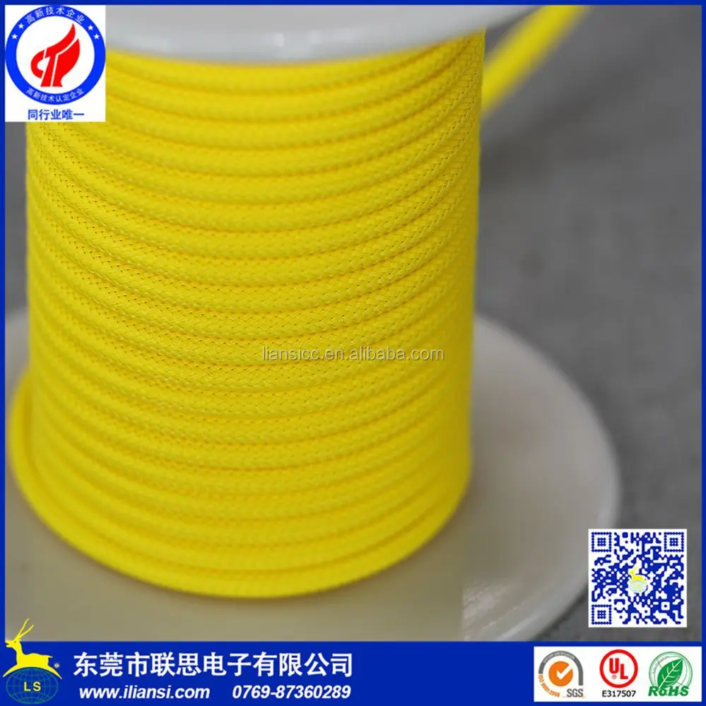 4mm PET Round Expandable braided Sleeve for matte yellow color