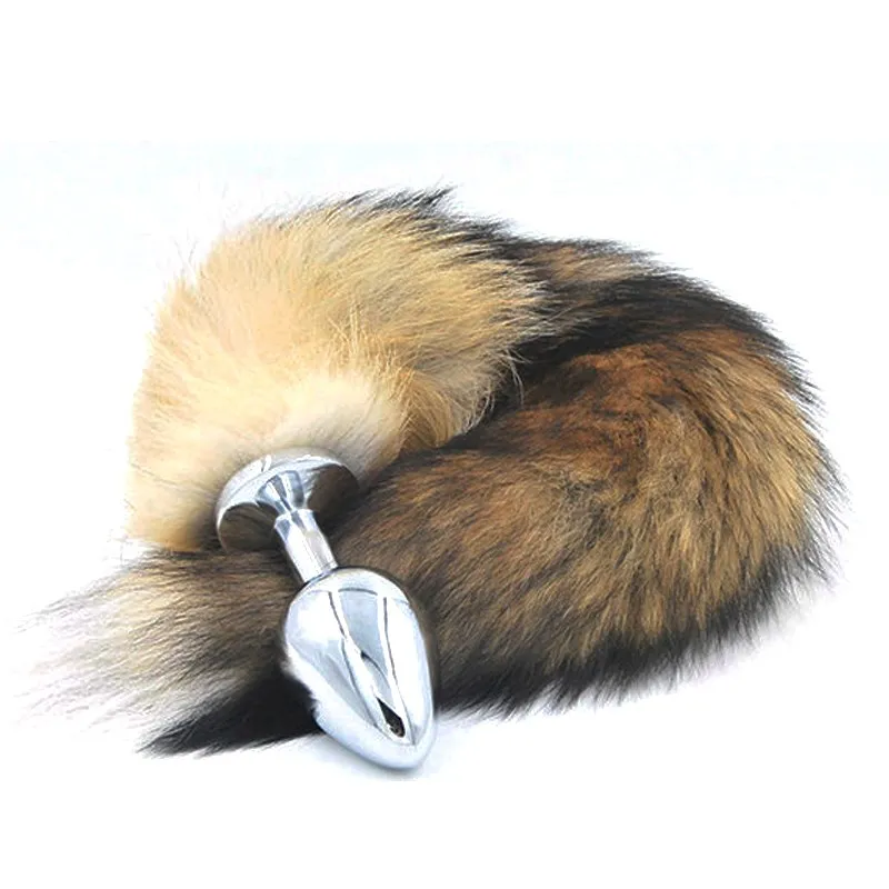 metal fox tail anal butt plug cat tail sex products