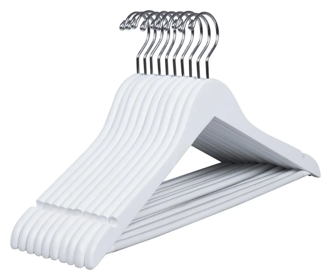 Online bestsell white wooden clothes pant hanger wholesale for clothing