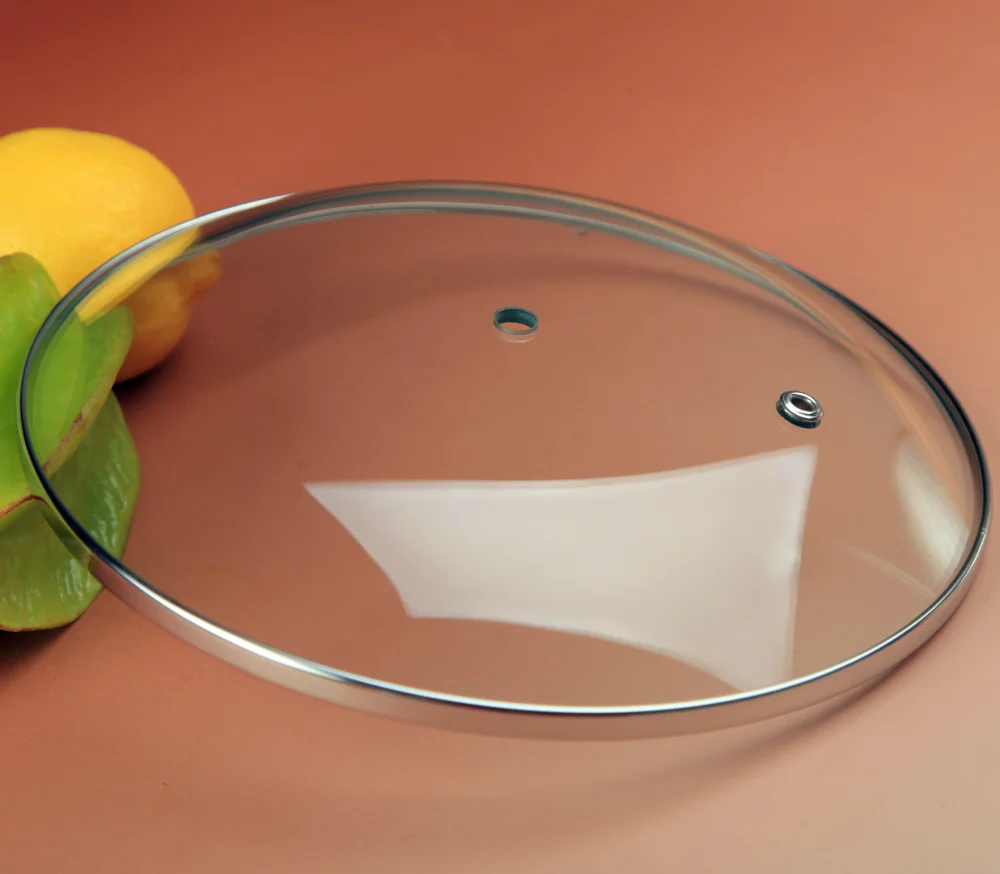 Chinese factory high quality transparent C type tempered cookware part glass cover with bakelite knob for skillet frying pan