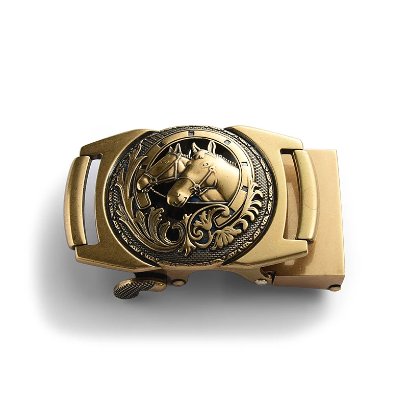 Double horse antique gold custom square metal belt buckle