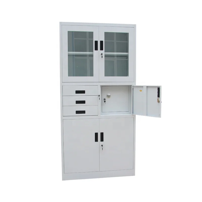 Hot sale glass door Office steel File Cabinet with 3 Drawers Safe Box inside Cabinet