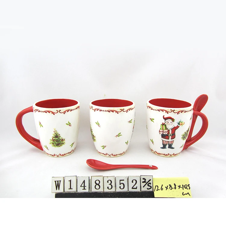 Best selling multicolor sublimation coffee christmas  ceramic mug with spoon