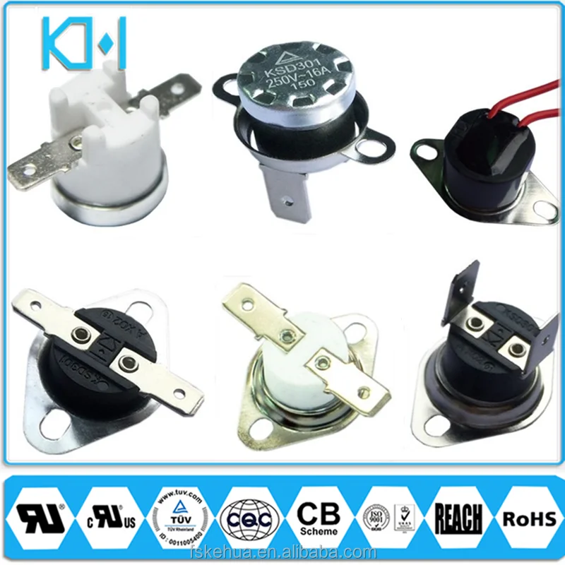 Termostatos ksd301 250v 10a thermostat for small appliance auto reset thermal fuse