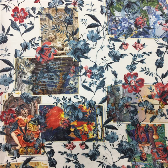 
New arrival high quality digital printed shot silk paisley ombre fabric 