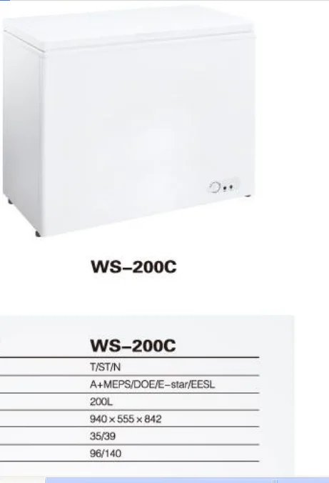 A+/A++ energy saving 200L chest freezer