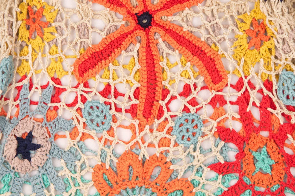 
woman multicoloured crochet pullover 