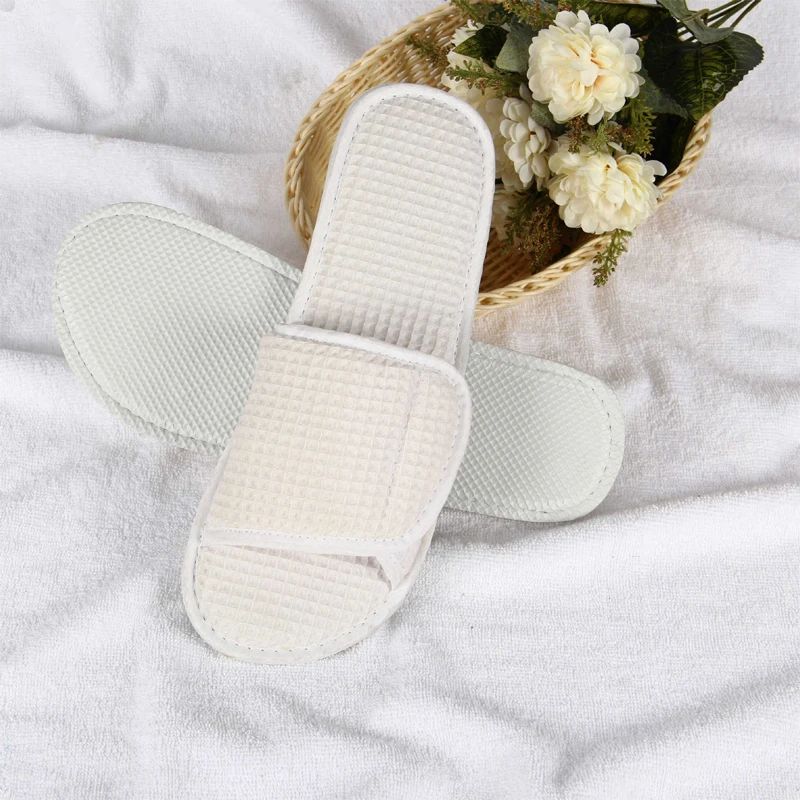 Logo Custom Made Cotton Waffle Non-slip Slipper Hotel bathroom Slipper