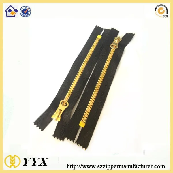 zipper factory wholesale 15 cm closed end plastic zipper gold teeth