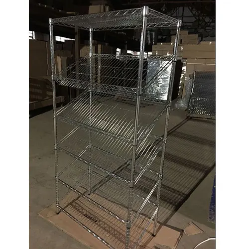 chrome plating surface wire shelving for bread with slant shelf
