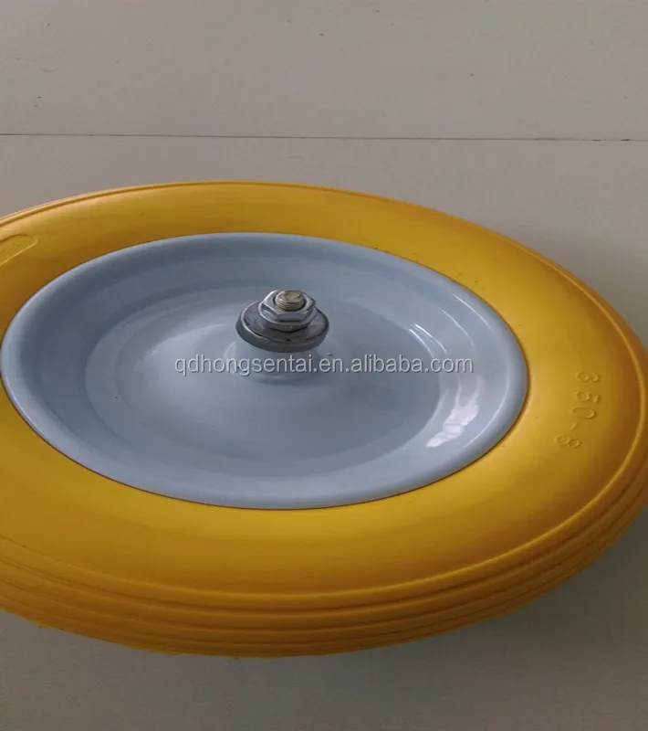 14 inch non-puncture pu foam sack truck hand truck flat free pu foam solid wheel for Italy market 3.50-8 with 12mm axle