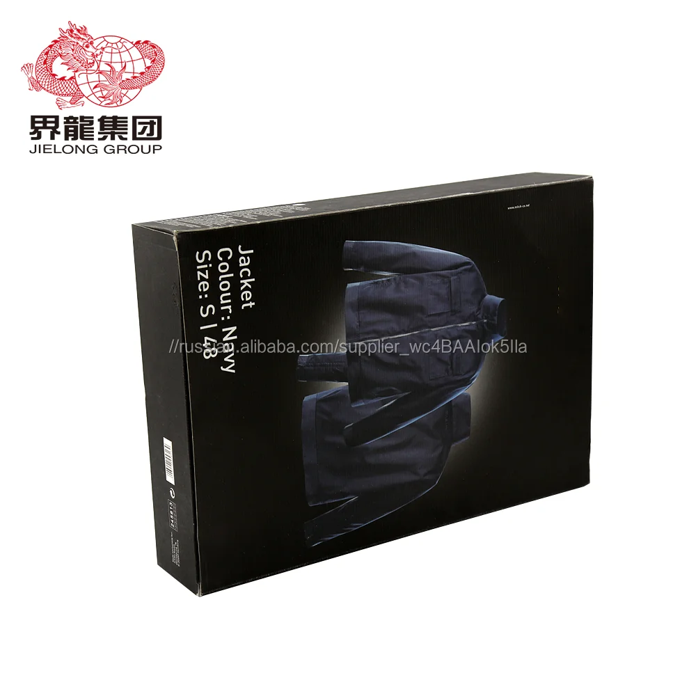 Пользовательские печати, прямоугольные черные мужские Джек пальто гофрированной бумаги, упаковка коробки для одежды