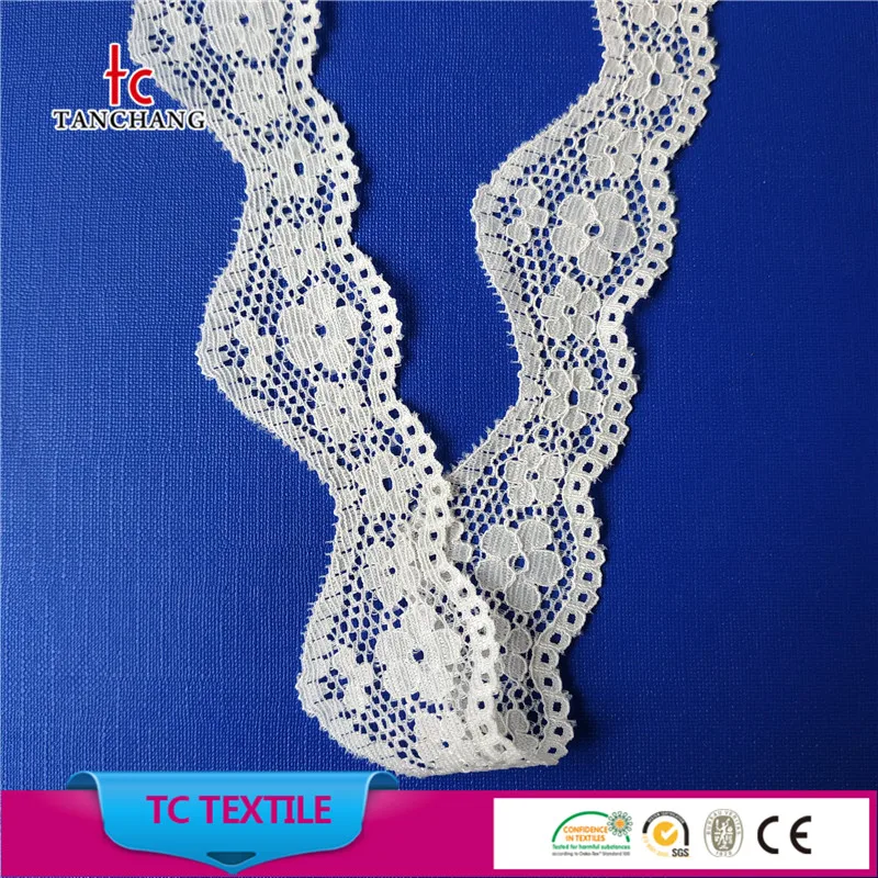 Guangzhou factory wholesale  3.5cm scallop design nylon spandex quality lycra lace trim for lingerie  LSHB9222