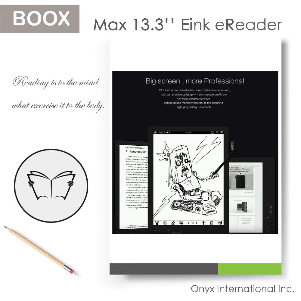 
BOOX 13.3 inch large screen ebook readers with big battery capacity 