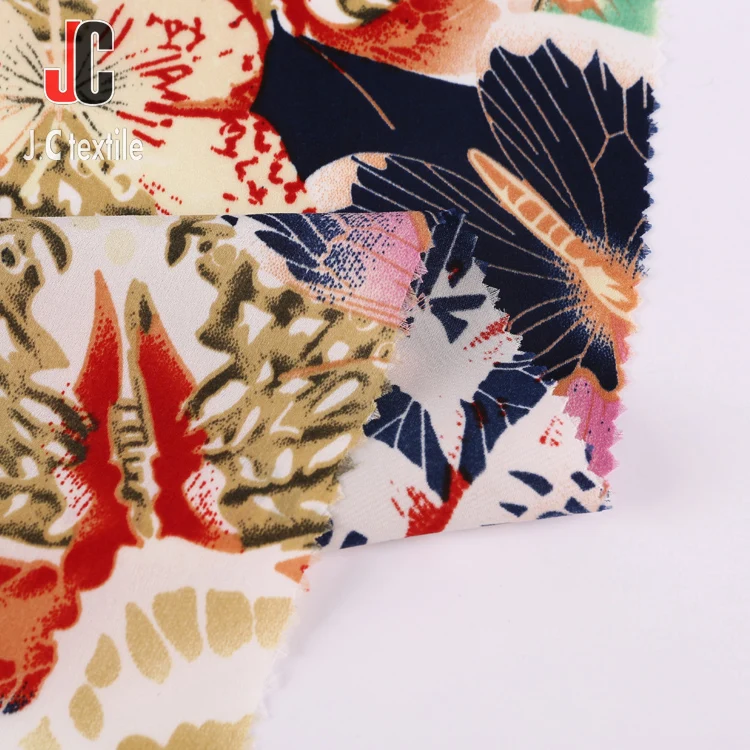 High quality 100% polyester floral printed satin silk fabric for lady dress