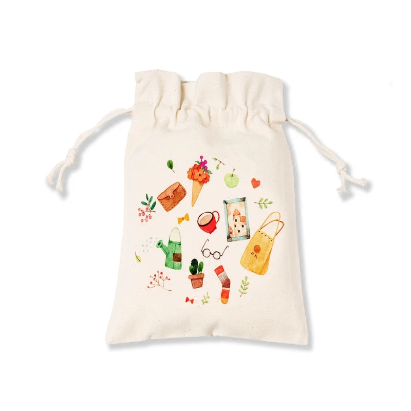 China made cheap small pouch custom logo gift bag cotton muslin toy bag with drawstring