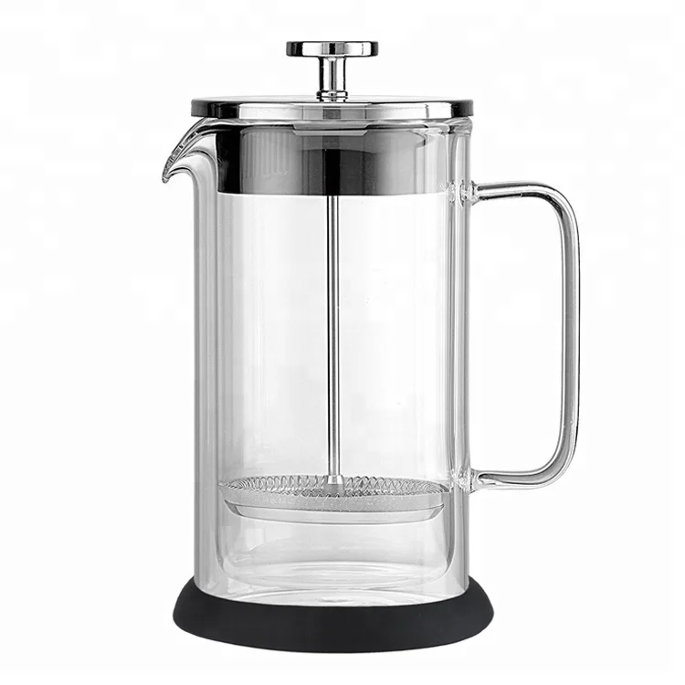 Double Wall French Press Coffee With Stainless Steel Coffee Plunger, Glass Tea Pot