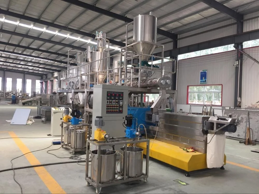 
100kg-6ton/h twin screw extruder automatic dry kibble pet food extruder 