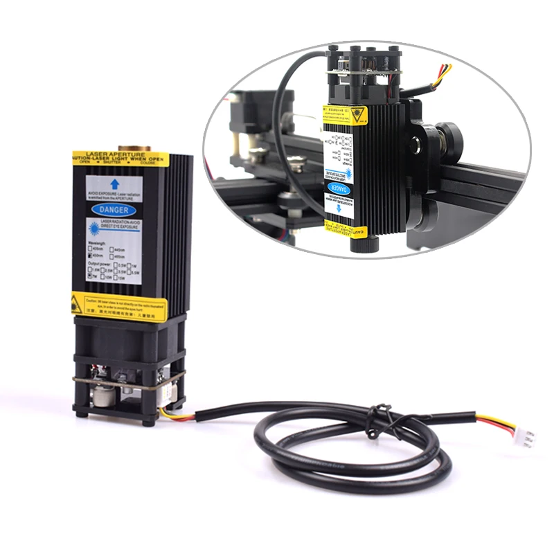 
7w 450nm Focusing Blue Laser Module Laser Engraving And Cutting 7000mw Laser lead module 