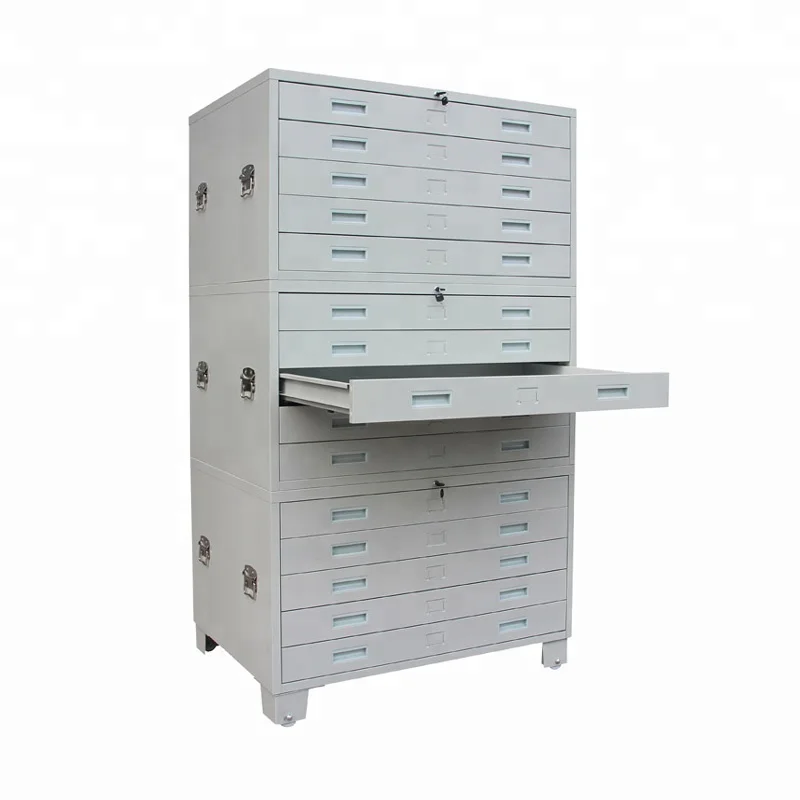 Assembled Metal Lockable Drawer Flat File Map Drawing Storage Cabinet