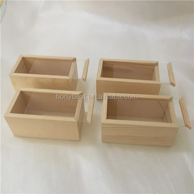 Acrylic Sliding Lid Small Wooden Display Boxes with Clear Glass Window
