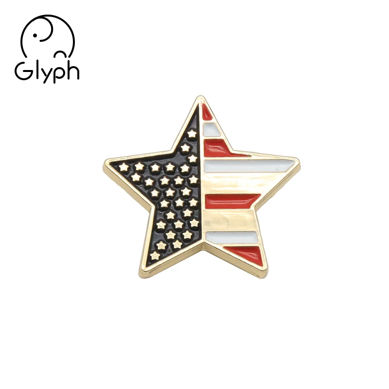 Promotional gifts custom metal American flag pin badge star badge win pin