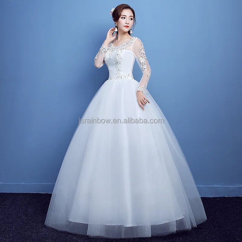
2019 latest decent ladies long sleeve lace wedding dresses 