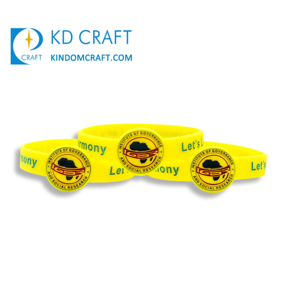Manufacturer in china cheap custom logo printing silicone bracelet yellow rubber wristbands for promotion