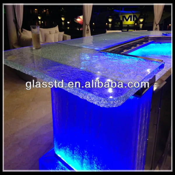 
LED illumination glass modern commercial bar counter 
