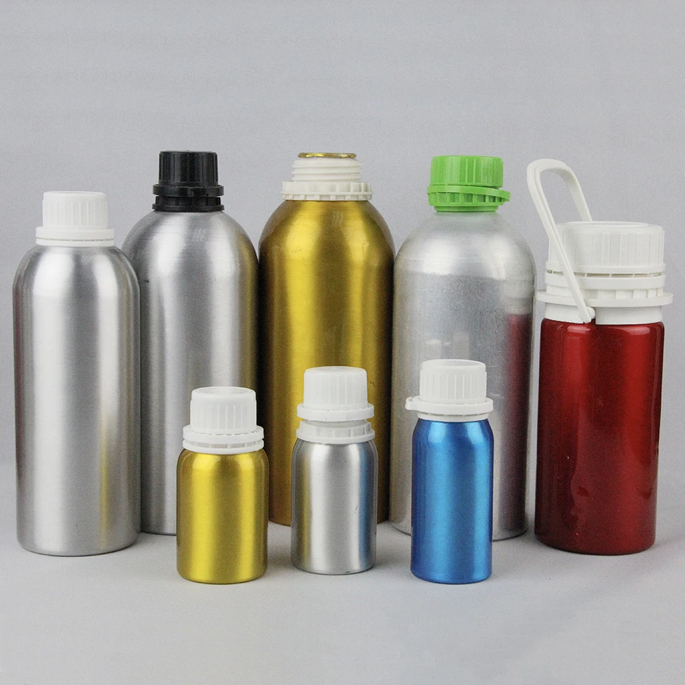 wholesale 30mL-1.2L different shapes clear colorful luxury decorative dropper empty aluminum essential oil bottle