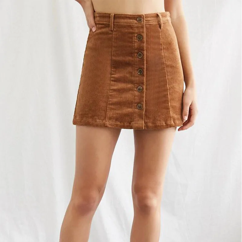 Women Hot Selling New Styles Corduroy Button-Front Mini Skirt