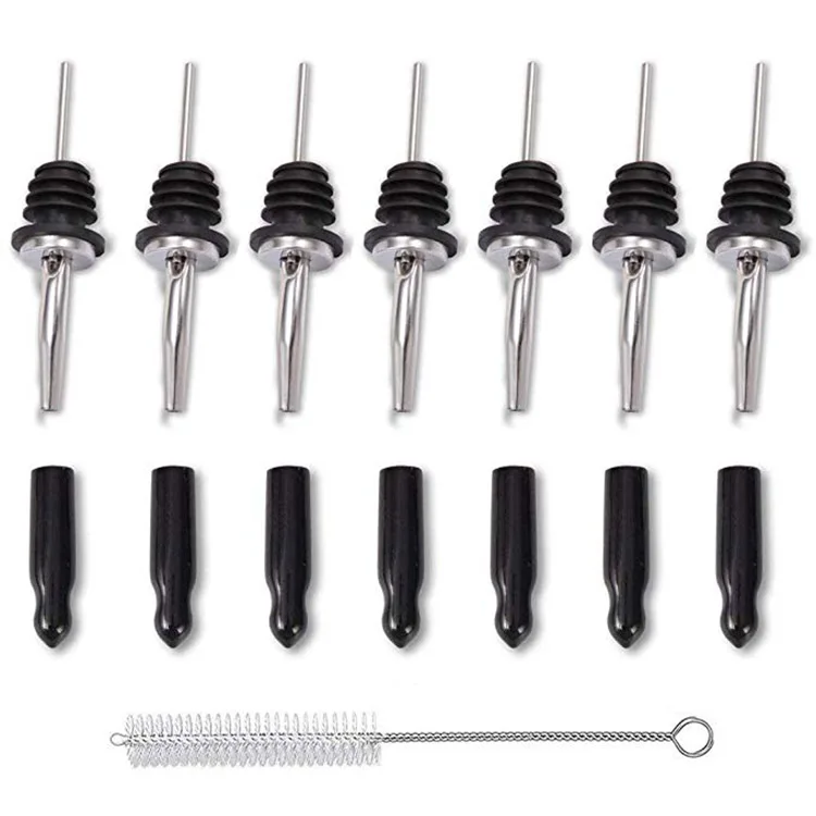 Stainless Steel Liquor Spirit Pourer Free Flow Bottle Pour Spout Stopper Olive Oil Wine Pourer