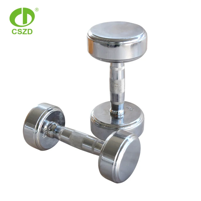 Factory Wholesale Custom Logo Cast Iron dumbbells steel chrome dumbbell for home gym exercise  fitness