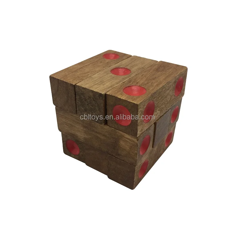 3D wood domino cube dice puzzle