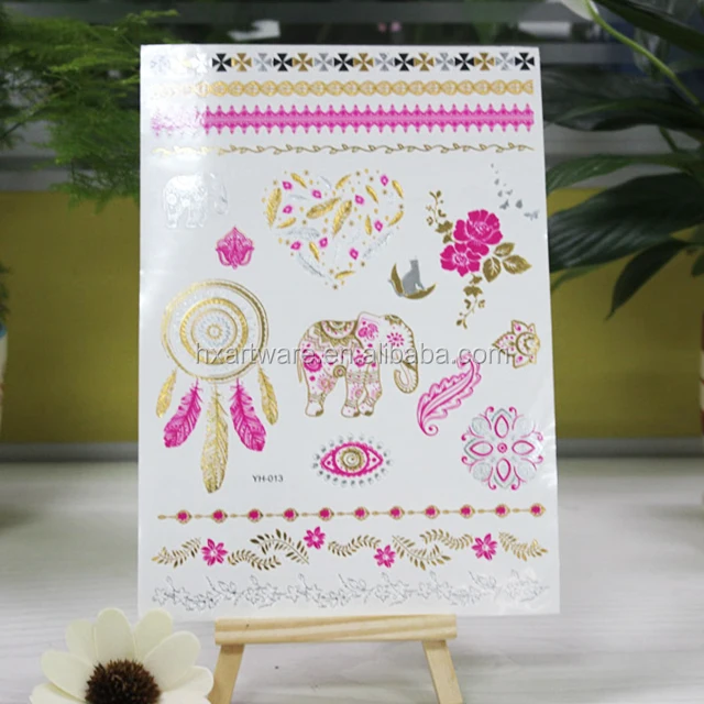 Water transfer tattoo flash gold and silver flash tattoo