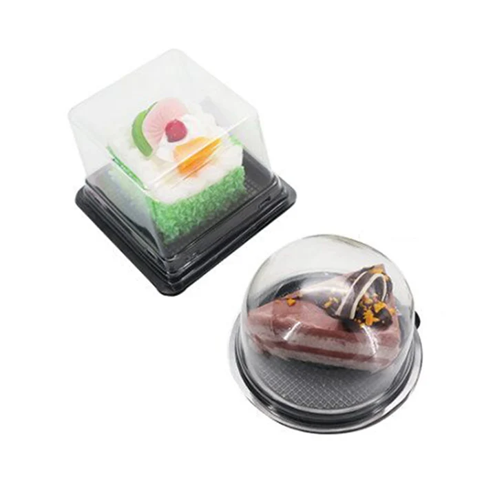 Wholesale Stock Blister Cake Packaging Small Disposable Plastic Cake Container Food Grade PET Rectangle / Round Custom 0.35-1mm