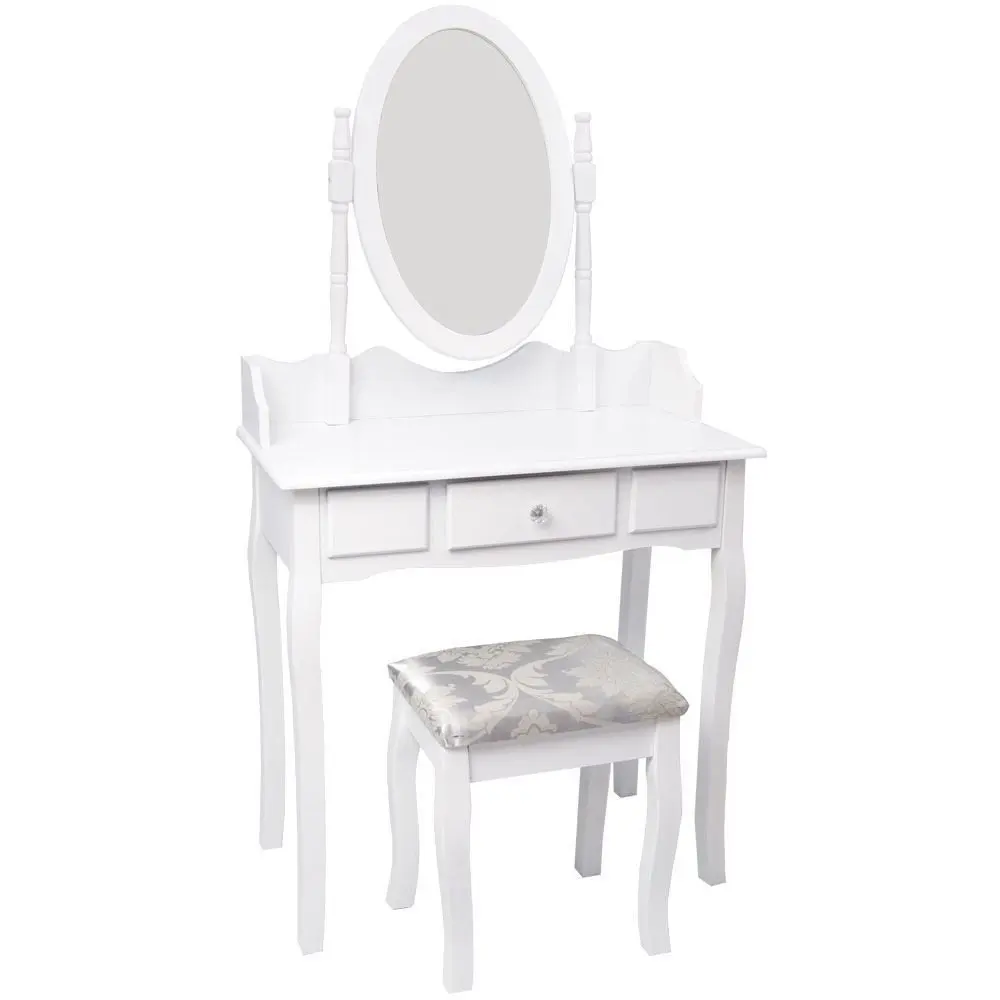 White MDF Dresser Luxury Modern Wood Vanity Make Up Table With Mirror