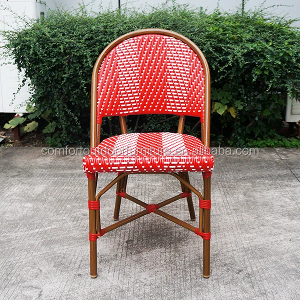 All-weather French Wicker Bistro Chair Red Color