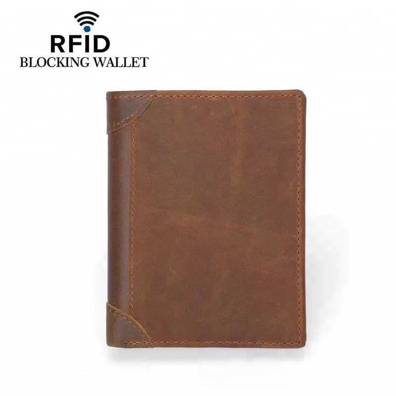 
Custom anti RFID bifold man wallets crazy horse leather wallet for men 