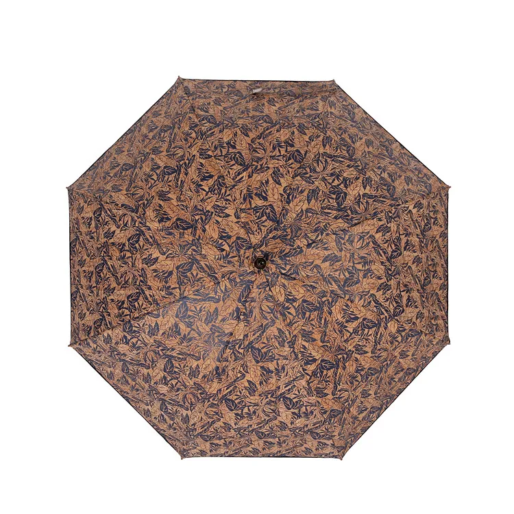 Оптовая продажа с китайской фабрики 23 дюйма диаметр 102 см Стекловолоконные ребра индивидуальный принт автоматическое открывание деревянная ручка J прямой пробковый зонт