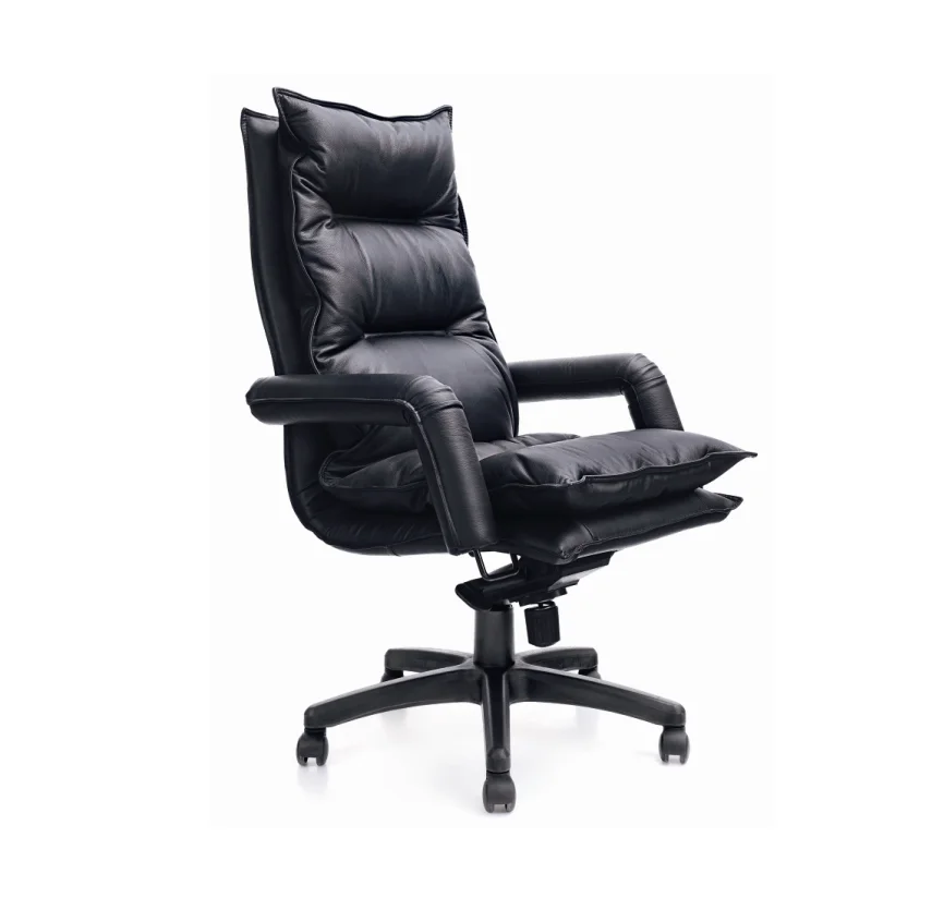 Designed Luxury Executive Lumbar Support Italian Leather Ergonomic Upholstered Tall Office Chair with Locking Wheels