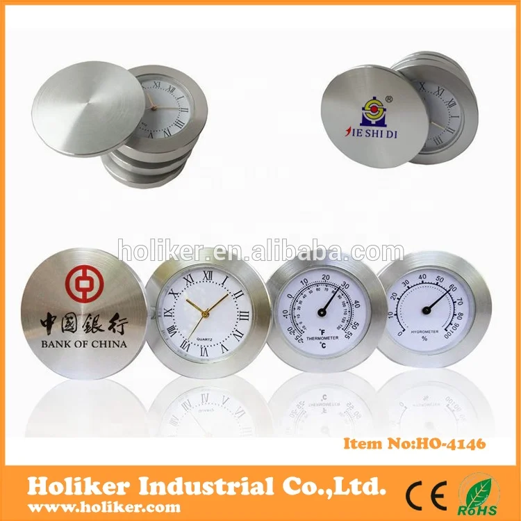 promotional modern table clock metal desk folding clock with thermometer hygrometer