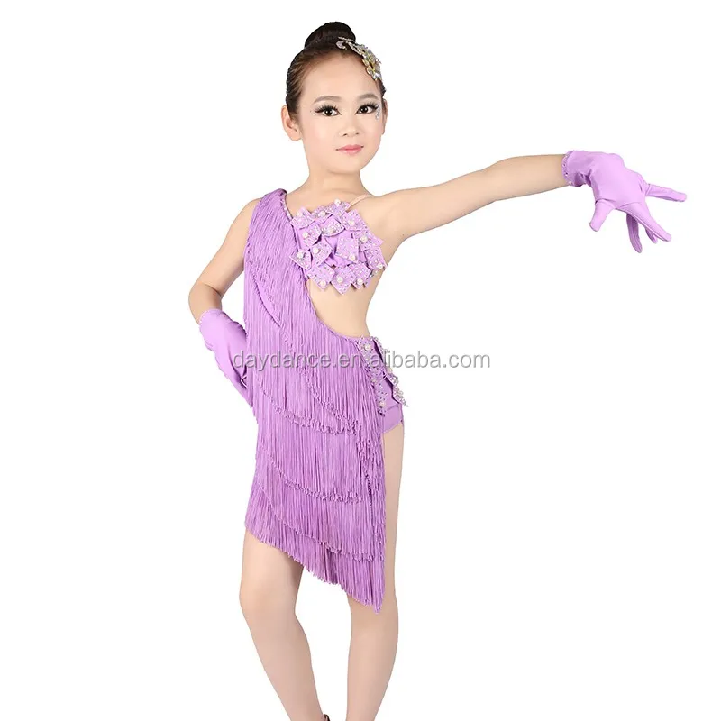 Teen Girls Ballroom Latin Salsa Fringed Dance Dress