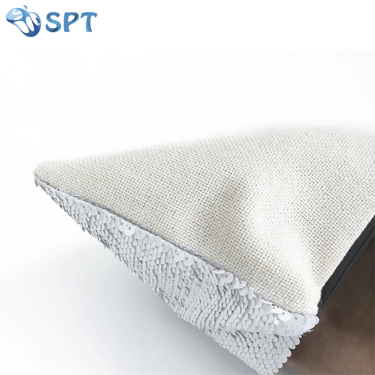 Sublimation Front white Sequin Linen Zipper Makeup Bag