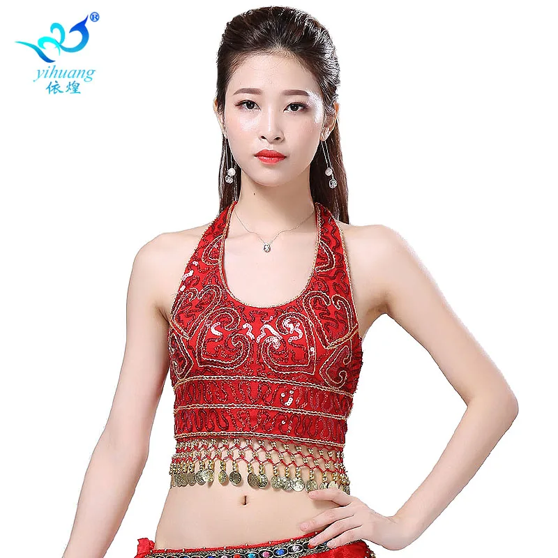 Good Quality Festival Bra Halter Sequin Costume Belly Coins Bra Carnival Party Tops Club Stage Performance