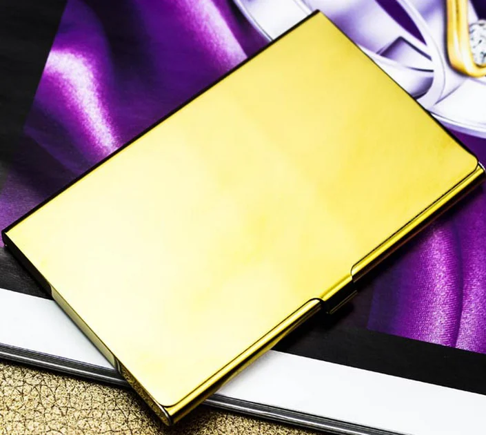 Luxury gold polished surface stainless steel metal credit card holder with engraving LOGO