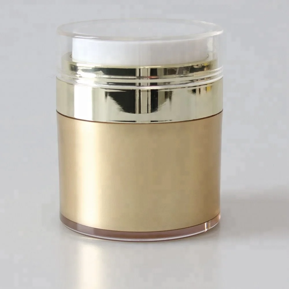
Cosmetic gold Airless jar Low MOQ Double Wall Acrylic Screen Printing Customized cream jar 15g 30g 50g 