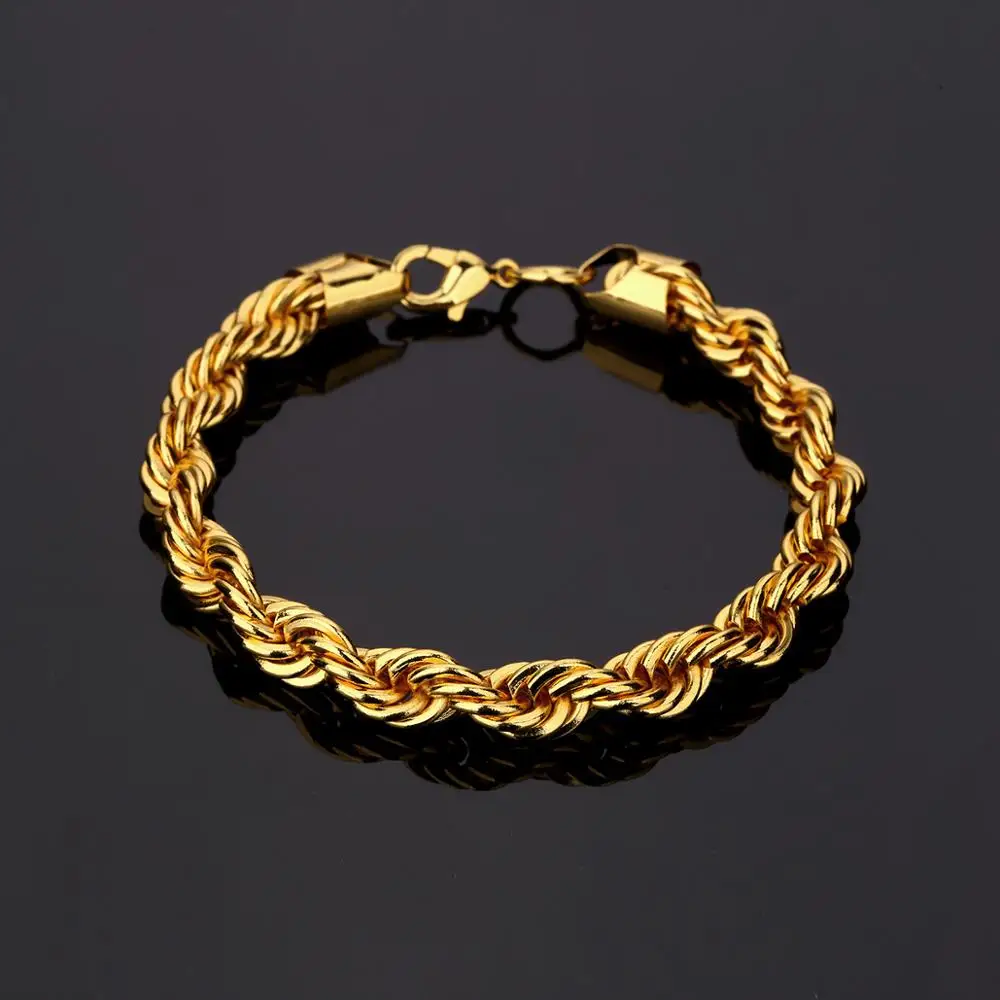Super thick twist chain necklace bracelet sets, 18 k gold plating, hip hop jewelry for men and women YSS1011