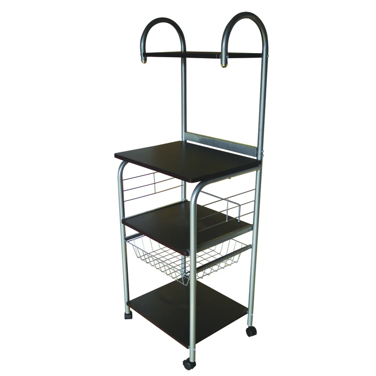 
Hot Sales Pine Wood Kitchen Trolley With Baskets 